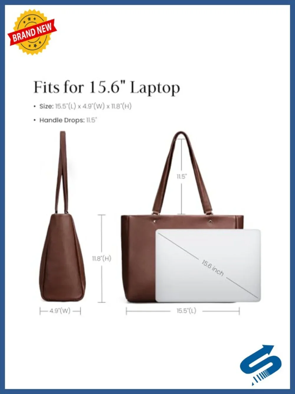 Genuine Leather Work Laptop Tote Bag with 15.6